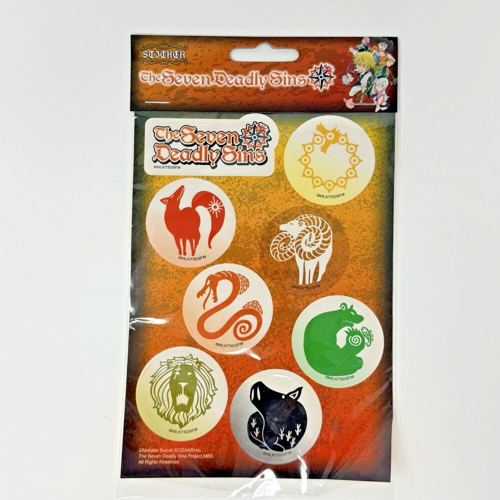 The Seven Deadly Sins Kodansha Funimation Cosplay Tattoo Sticker Set New Sealed